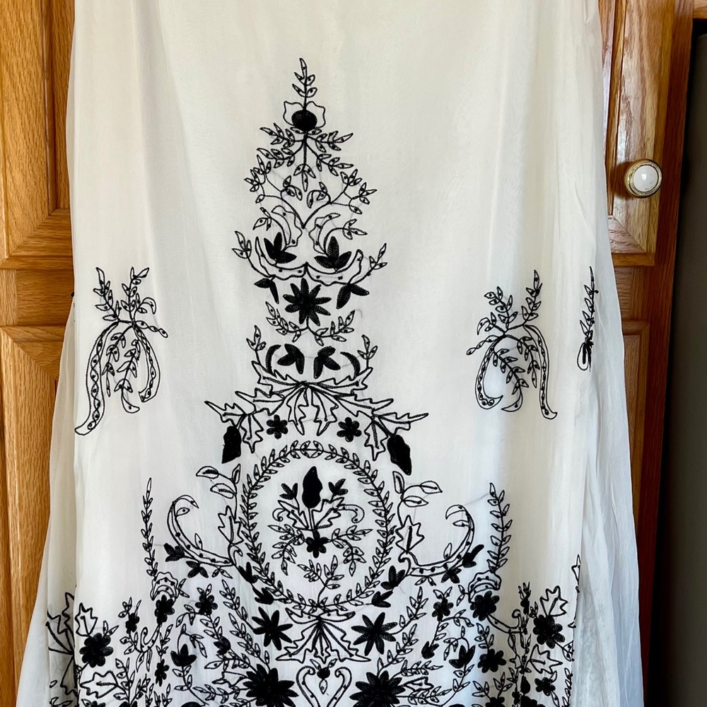 Elegant Papillon Ivory Skirt with Black Embroidery and beads wearable art-new